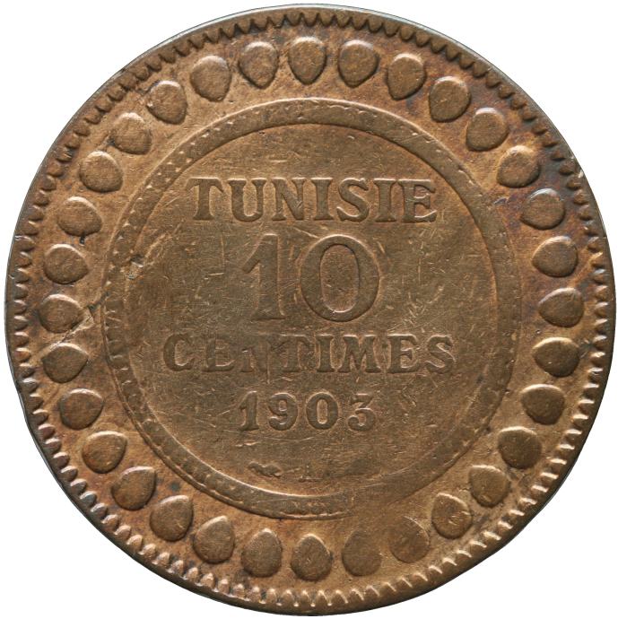 LaZooRo: Tunizija 10 Centimes 1903 F/VF redkejši