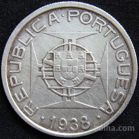 LaZooRo: Mozambik 5 $ 00 Escudos 1938 XF - Srebro
