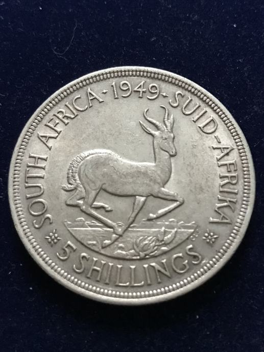 Srebrnik - Južna Afrika 5 shilling 1949 srebro JAR (otaku)