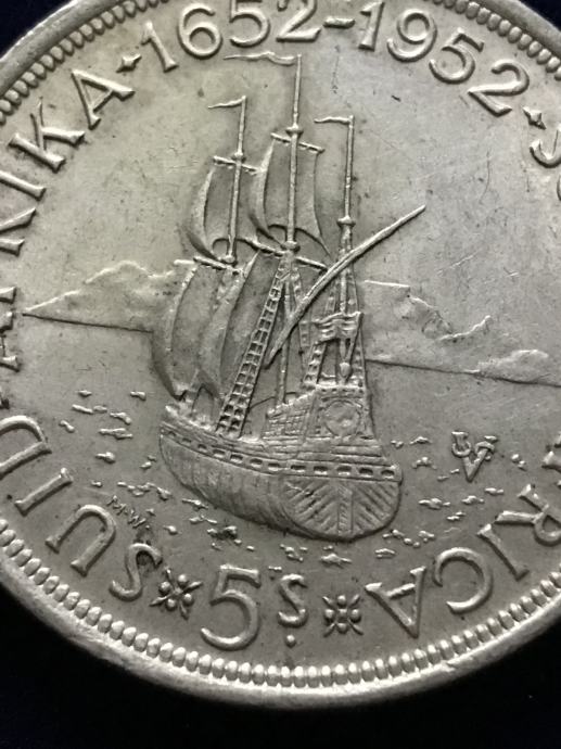 Srebrnik - Južna Afrika 5 shilling 1952 srebro JAR priložnostni