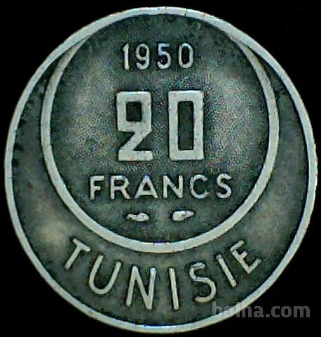 Tunizija 20 Francs 1950 VF/XF