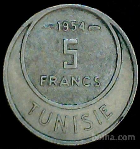 Tunizija 5 Francs 1954 XF
