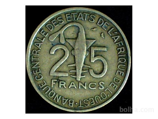 Zahodne Afriške države 25 Francs 1971 VF