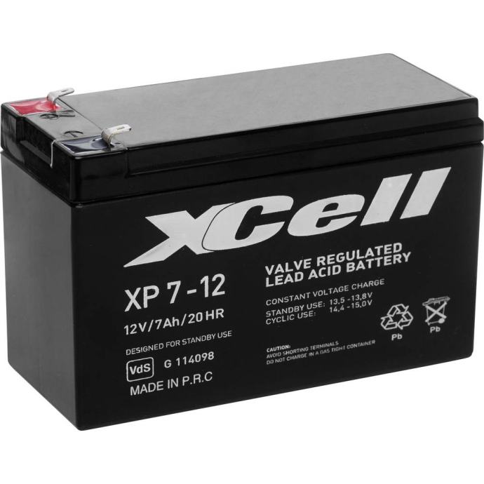 Svinčev akumulator 12 V 7 Ah XCell XP712 XCEXP712 Blei-Vlies (AGM) (B
