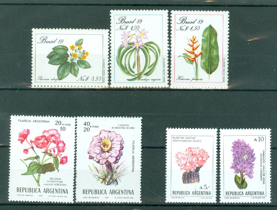 Argentina Brazilija 1976/89 3 serije flora MNH**