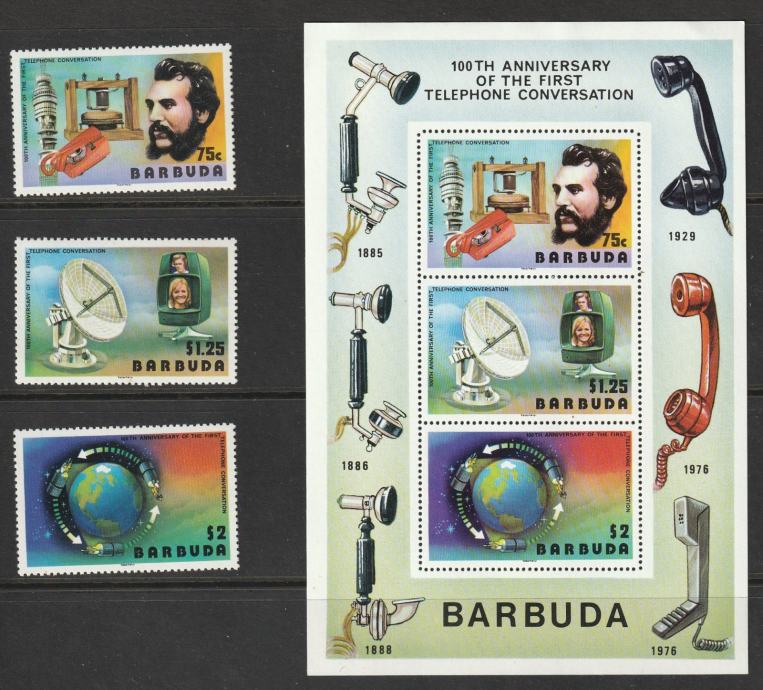 Barbuda Telefon Graham Bell Sateliti 1977 ** philamarket