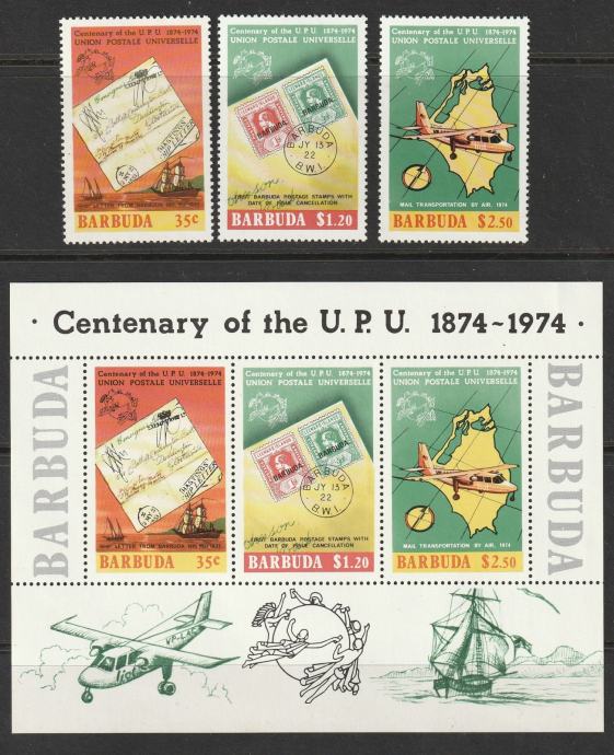 Barbuda UPU znamka na znamki avioni letala 1974 ** philamarket