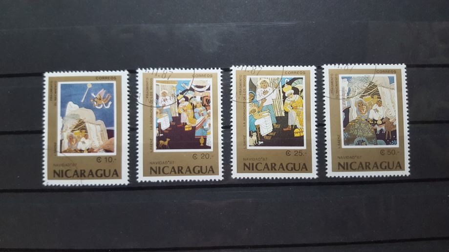 Božič, umetnost - Nikaragva 1987 - Mi 2839/2842 - žigosane (Rafl01)
