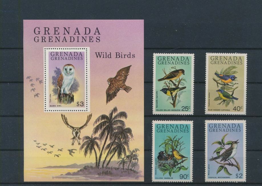 Grenada/Grenadini 1980 ptice serija in blok MNH**