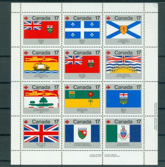 Kanada 1979 zastave provinc blok MNH**