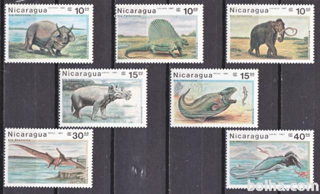 NIKARAGVA 1987 PRAŽIVALI PALEONTOLOGIJA * Mi 2775/2781 ** serija (4)