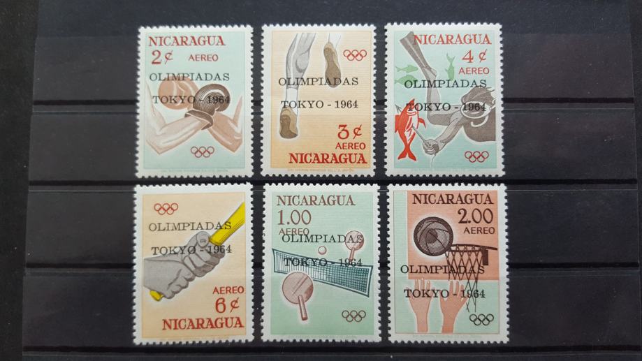 olimpijske igre - Nikaragva 1964 -Mi 1366/1371 -serija, čiste (Rafl01)