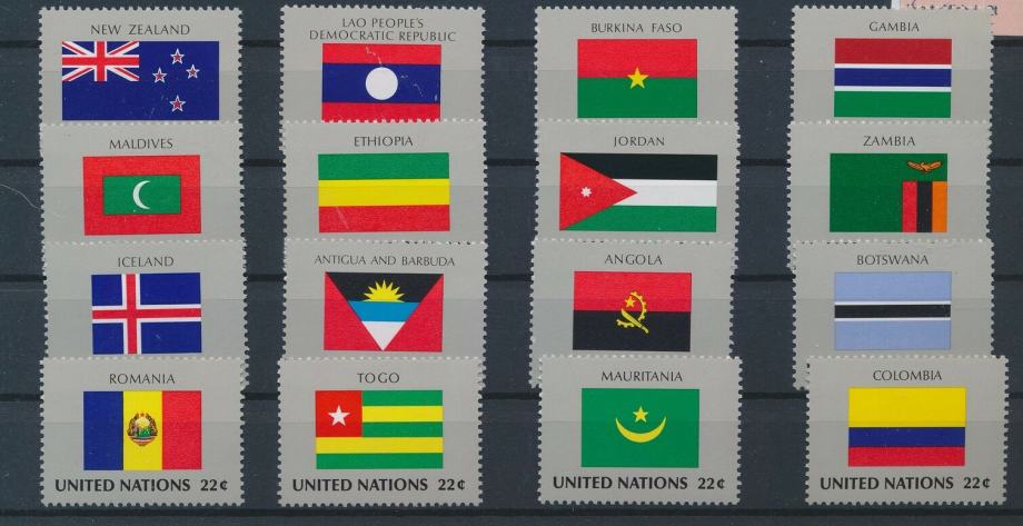 Združeni narodi New York 1986 zastave članic serija 16 znamk MNH**