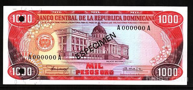 DOMINIKANSKA REPUBLIKA, 1000 pesos, UNC, 1978, SPECIMEN