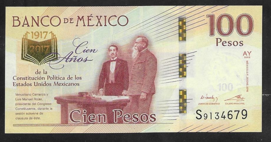 MEHIKA 100 pezosov, / Mexico 100 Pesos (P 130), 2016 , UNC