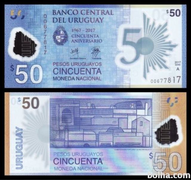URUGVAJ 50 pesos uruguayos 2017 UNC polymer priložnostni