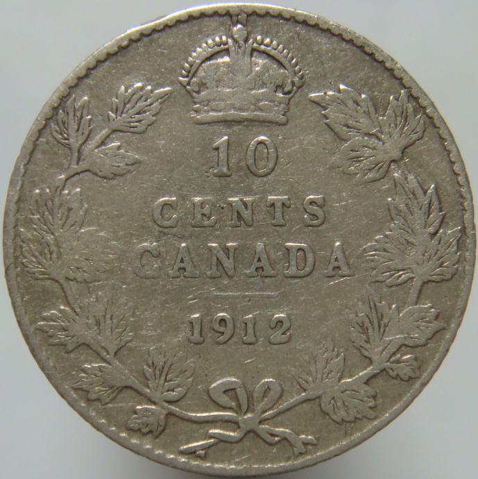 Kanada 10 Cents 1912 VF - Srebro
