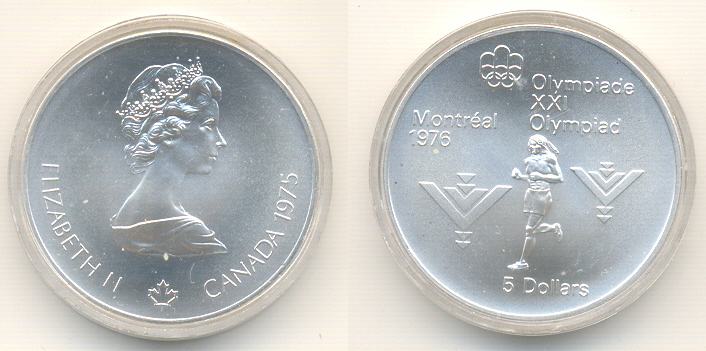 Kanada 5 Dolarjev 1976 Montreal srebrnik