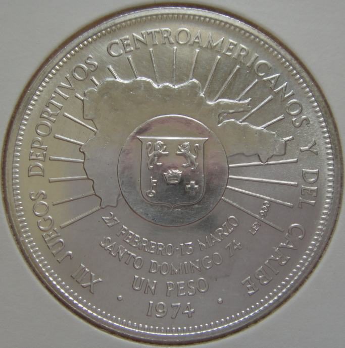 LaZooRo: Dominikanska republika 1 Peso 1974 UNC redkejši a - Srebro