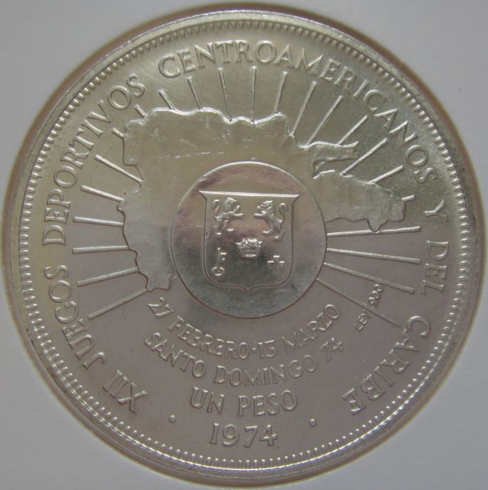 LaZooRo: Dominikanska republika 1 Peso 1974 UNC redkejši - Srebro
