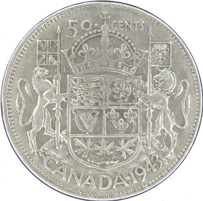 LaZooRo: Kanada 1/2 Dollar 50 Cents 1943 XF - Srebro