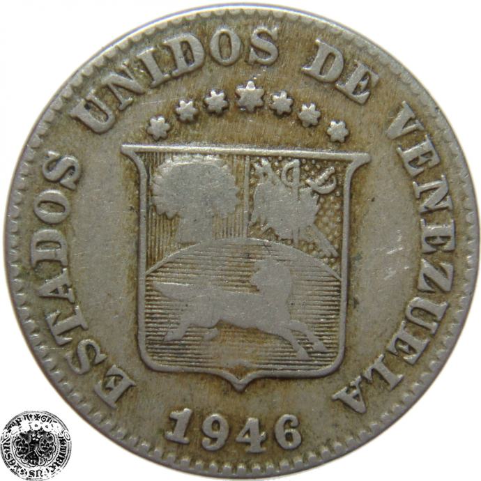 LaZooRo: Venezuela 5 Centimos 1946 VF/XF