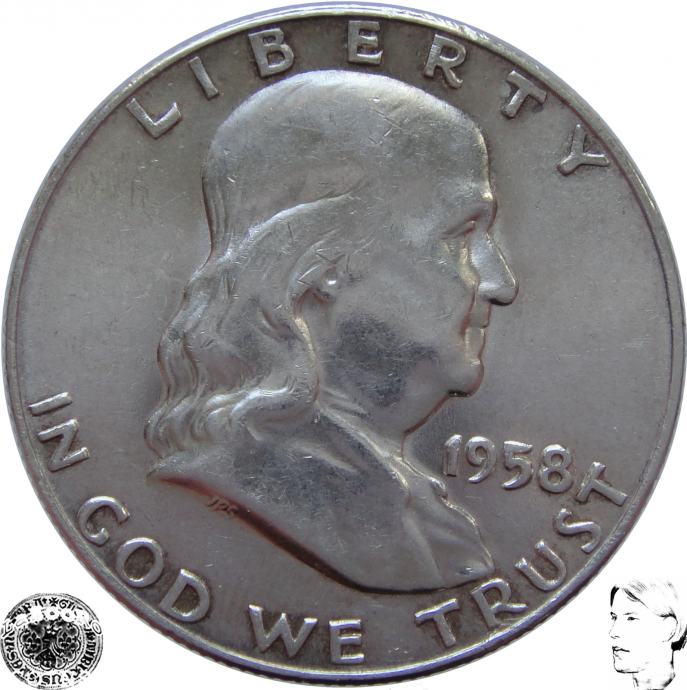 LaZooRo: Združene Države Amerike 1/2 Dollar 1958 D XF/UNC - Srebro