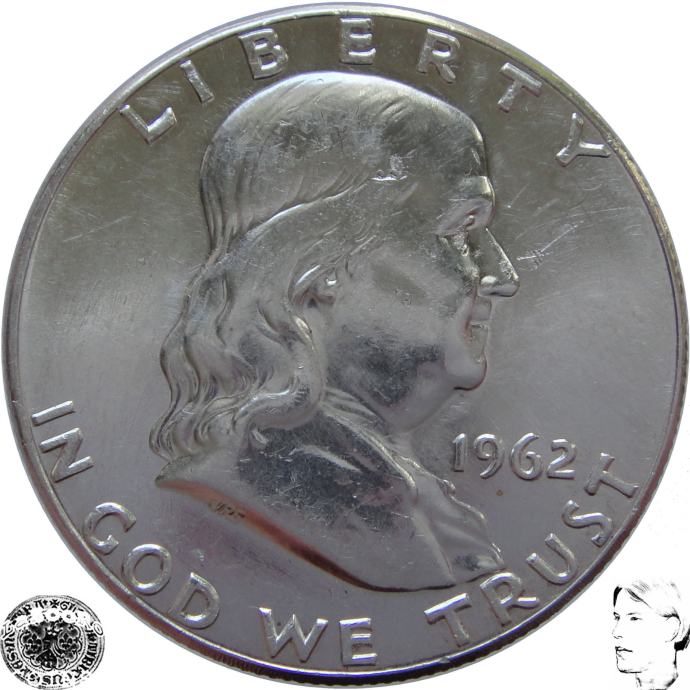 LaZooRo: Združene Države Amerike 1/2 Dollar 1962 UNC - Srebro