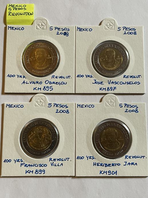 Mehika 5 Pesos zbirka Revolution