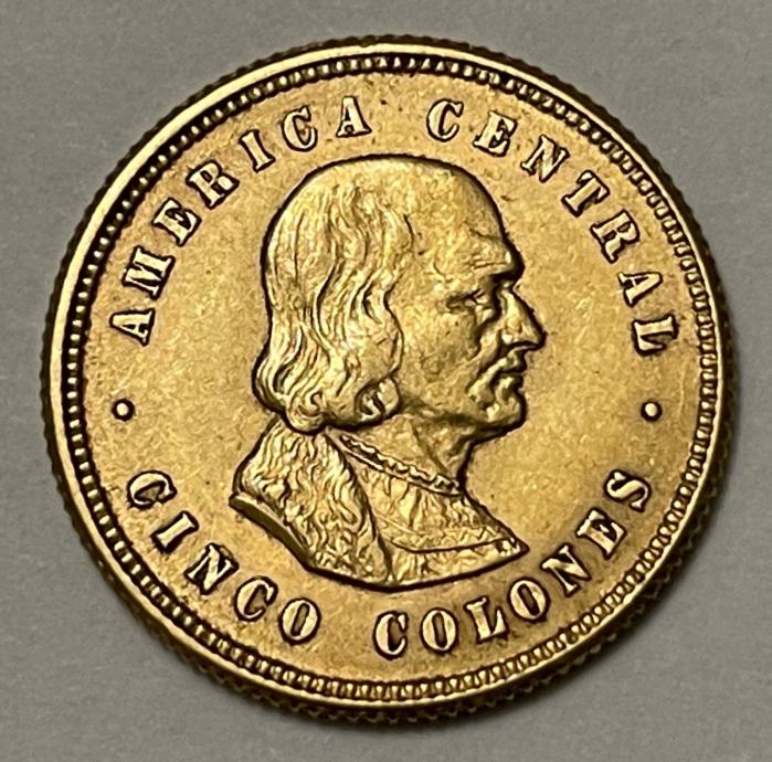 Zlatnik 5 Colones 1900. - Costa Rica
