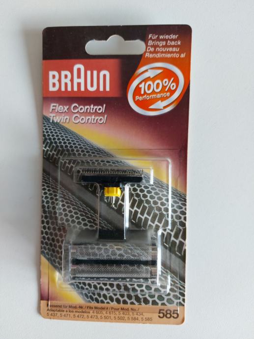 BRAUN 585 Flex control, mrežica z nožem, B1, B7, NOVO