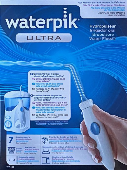 WaterPik WP100 vrhunska zobna prha, malo rabljena, vsi nastavki