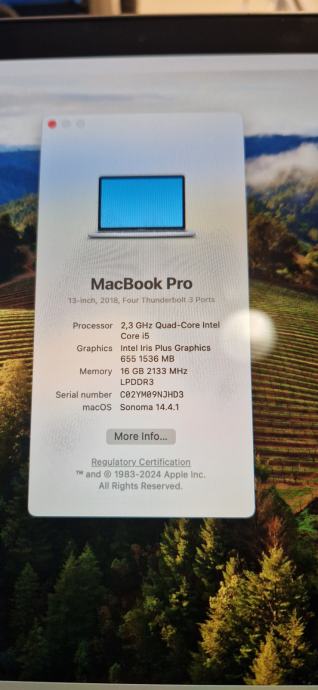 MacBook Pro 2018 13" 16GB i5, 512GB SSD, Touchbar