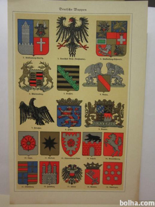 Slika / print Nemški grbi 19.stoletje