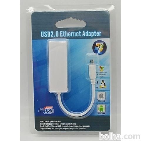 Adapter micro USB 2.0 moški na ethernet 10/1...