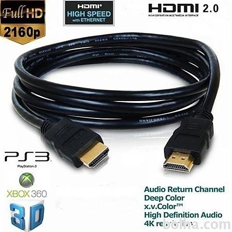 HDMI kabel V2.0 dolžine 1 m pozlačen za 3D ...