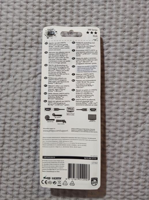 Philips SWV4432S/10 Cavo HDMI Premium Ad Alta Velocità Con Ethernet – 1 Metro, Connettori Sagomati - 3