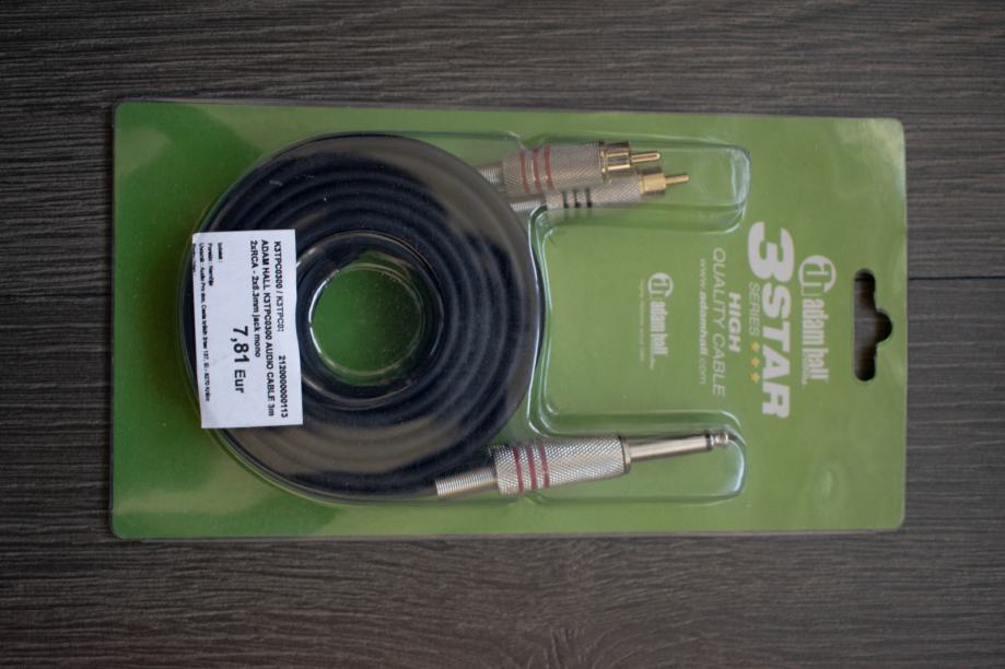 2x 3m kabel iz RCA v TRS M1/4 jack (6.3mm)