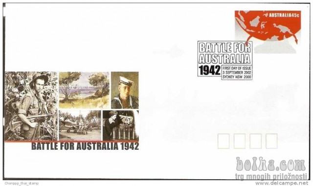 AVSTRALIJA pismo (celina) - Batle for Australia 2002 žig prvi dan