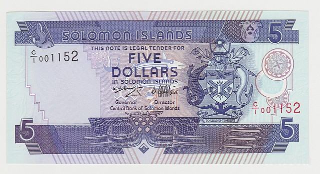 Salomonski otoki Solomon Islands 5 Dolarjev UNC