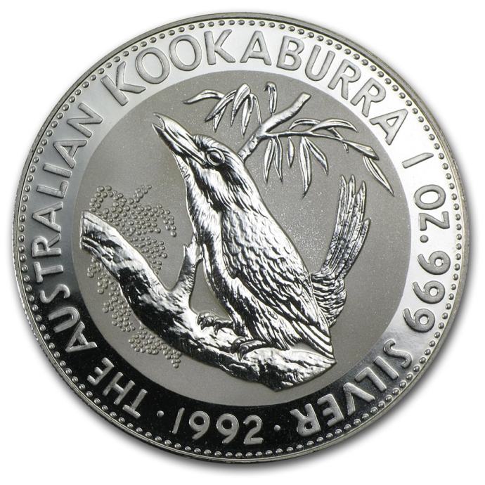 Avstralija 1 oz srebrnik Kookaburra 1992 (trezor)