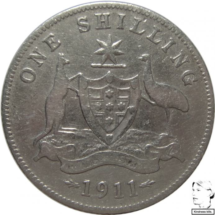 LaZooRo: Avstralija 1 Shilling 1911 VF - Srebro
