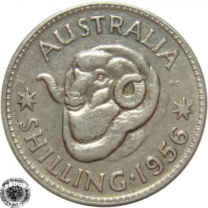 LaZooRo: Avstralija 1 Shilling 1956 XF/UNC - Srebro