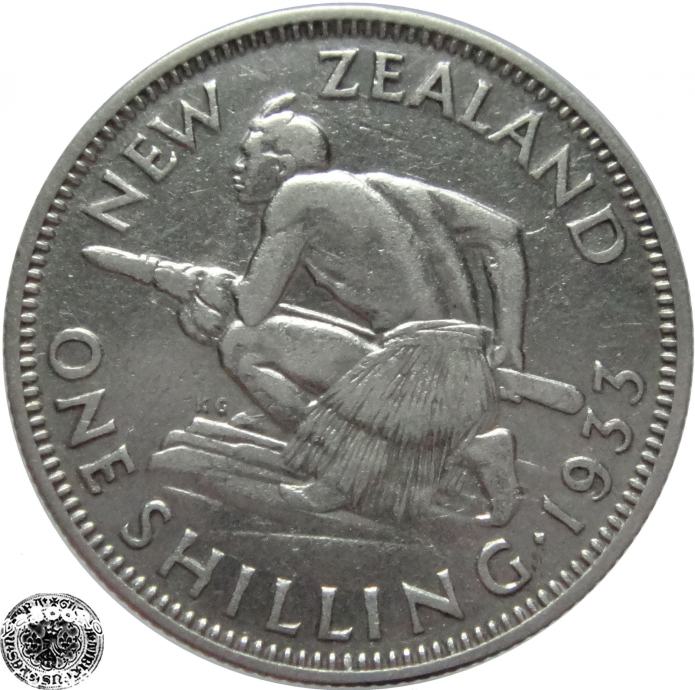 LaZooRo: Nova Zelandija 1 Shilling 1933 XF - Srebro