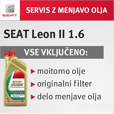 Menjava motornega olja in filtra / SEAT Leon II 1.6