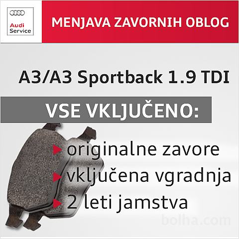Menjava zavornih ploščic - Audi A3/A3 Sportback 1.9 TDI