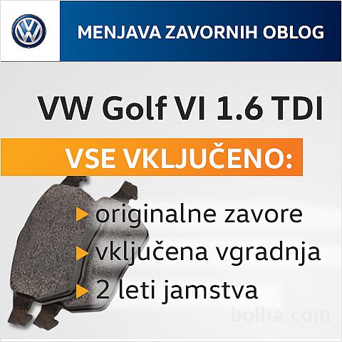 Menjava zavornih ploščic - VW Golf VI 1.6 TDI