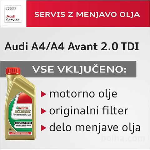 Servis / motorno olje + filter / Audi A4/A4 Avant 2.0 TDI