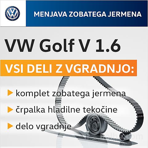 Veliki servis - zobati jermen z menjavo VW Golf V 1.6