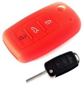 Silikonska zaščita za avto ključ SELR030 - Škoda, rdeča